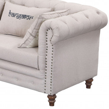 Divano in legno di mango e stoffa, 210x80x76 cm, peso 60 kg