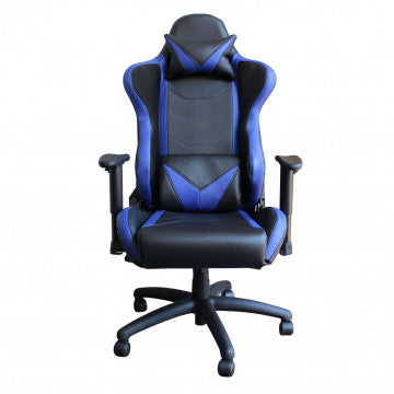 Poltrona da gaming in poliuretano blu e nero, regolabile 121-129 cm