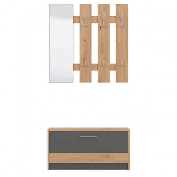 Ingresso in truciolare bilaminato rovere artigiano e grigio grafite 91,6x28,1x202cm