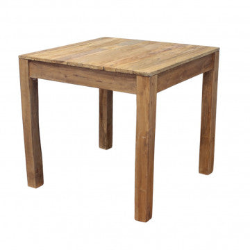 Tavolo in legno riciclato 80x80 cm, altezza 77 cm, colore marrone