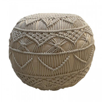 Pouf Bodrum in cotone bianco, peso 3 kg, imbottitura