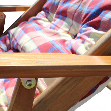 Poltrona relax 3 posizioni con cuscino in legno e cotone 84x60x100cm