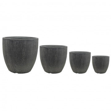 Set 4 vasi fibra argilla grigia dimensioni assortite 44x44x43 cm
