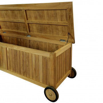 Box contenitore in teak massiccio 155x55x63 cm colore marrone chiaro