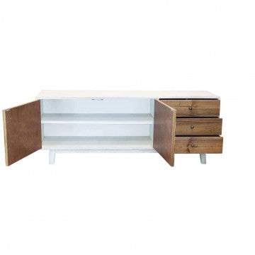Porta TV legno 2 ante 3 cassetti 178x45x66 cm color naturale
