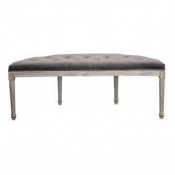 Panca in legno con rivestimento velluto, dimensioni 125x45x48 cm