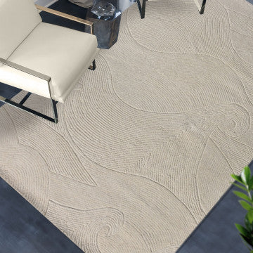 Tappeto in lana e cotone bianco avorio 160x230 cm spessore 1 cm