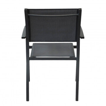 Poltrona struttura alluminio verniciato, seduta textilene, 56x65x87 cm