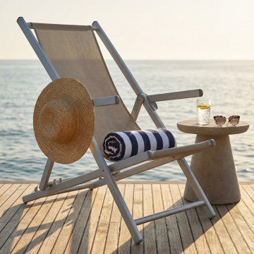 Sdraio mare in textilene con braccioli, struttura alluminio 98x67,5x106 cm