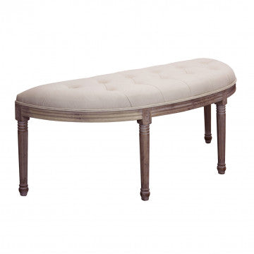 Panca in legno con rivestimento in tessuto beige 125x45x48 cm