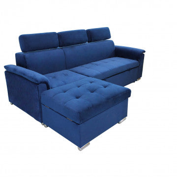 Divano componibile design moderno con chaise longue Divani Hobby Shop Solution Blu  