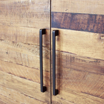 Mobile in legno naturale 4 ante con gambe metallo nero 100x40x160 cm