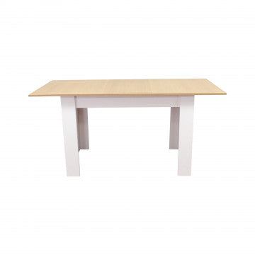 Tavolo allungabile in legno naturale con gambe bianche 160x80x75 cm