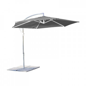 Ombrellone con telo poliestere 160gr grigio e palo metallo bianco Ø 3m