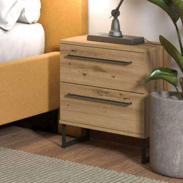 Comodino rovere artigiano 45,5x35x54 cm in truciolare bilaminato