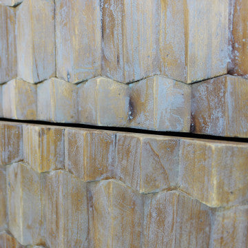 Mobile bianco con 3 cassetti in legno, decoro naturale, 88x45x89 cm