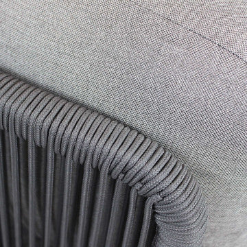 Divano centrale in alluminio e corda con cuscini, 202x103x77 cm