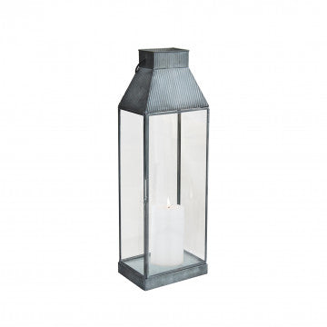 Lanterna Kassy Grande in metallo e vetro grigio 18x12,5x51 cm