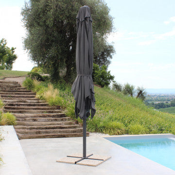 Ombrellone fisso struttura alluminio telo PVC grigio 395x395 cm