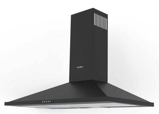 Cappa Eolo 90CM Nero in acciaio nero opaco con design moderno, ventola superiore e luci integrate, ideale per cucine eleganti e funzionali