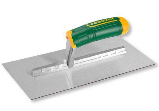 Frattone Liscio 280x120MM con manico ergonomico verde e giallo, ideale per lavori di finitura in edilizia. Compra Frattone Liscio 280x120MM Online su eurogross.