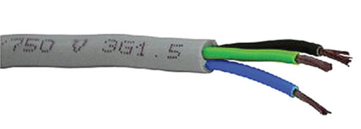 Cavo tripolare 3x1,5 mm² grigio con guaina flessibile, bobina da 100m per impianti elettrici civili e collegamenti interni sicuri.