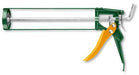 Pistola Silicone Alluminio 230MM in offerta, utensile manuale verde e giallo per applicazione precisa di sigillanti. Ideale per uso professionale.