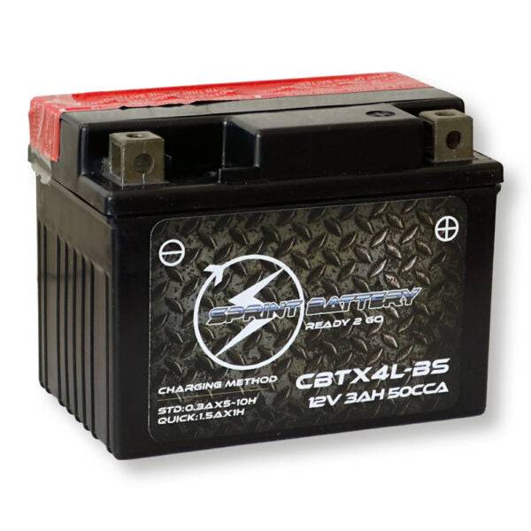Batteria moto Sprint 12V 3Ah AGM sigillata con spunto 50A, nera con superficie a motivo diamantato, ideale per veicoli motorizzati, SKU: SPRINT-090970