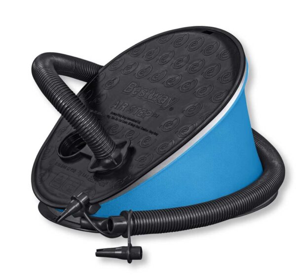 Pompa a piede 5L gonfia/sgonfia, 29x22 cm, con beccucci adattatori