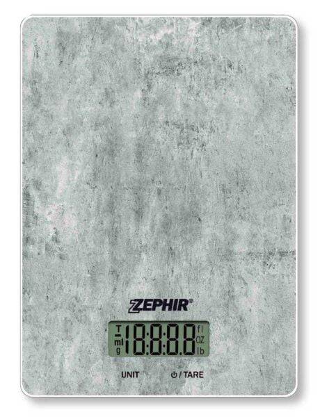 Bilancia da cucina digitale Zephir effetto pietra con display LCD, capacità 15 kg, superficie in stile pietra grigia, strumenti di pesatura precisi