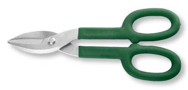 Forbici da lattoniere da 250 mm con lame in acciaio forgia, impugnatura doppia verde, utensile per taglio metalli robusto e preciso