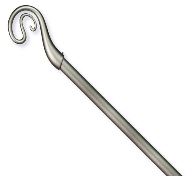 Bastone per tende in acciaio estensibile con gancio a spirale, colore argento, lunghezza regolabile da 120 a 210 cm, robusto e elegante