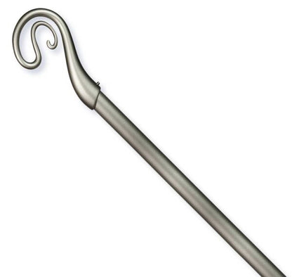 Bastone per tende in acciaio estensibile con gancio a spirale, colore argento, lunghezza regolabile da 120 a 210 cm, robusto e elegante