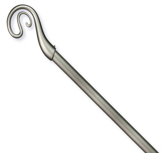 Bastone per tende in acciaio estensibile con gancio a spirale, colore argento, lunghezza regolabile da 120 a 210 cm, robusto e elegante