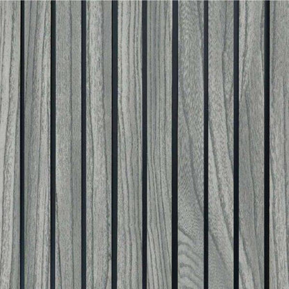 Pannello murale in PVC effetto legno 3D con doghe in tonalità grigia, design contemporaneo e resistente, SKU: PANMU-44037