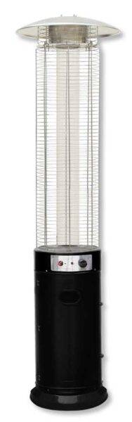 Stufa a gas Fiamma Circle con base nera alta 210 cm, struttura circolare in metallo, ideale per riscaldare ambienti esterni eleganti, SKU: TROPIC-CIRC-210