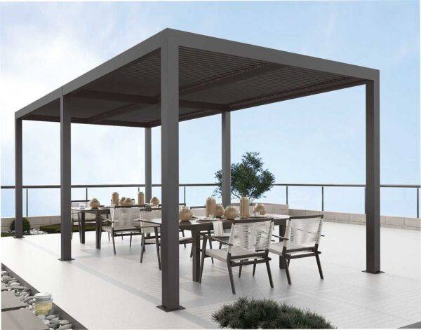 Pergola Bioclimatica Atena100 in Alluminio Grigio, 3x6x2,5H