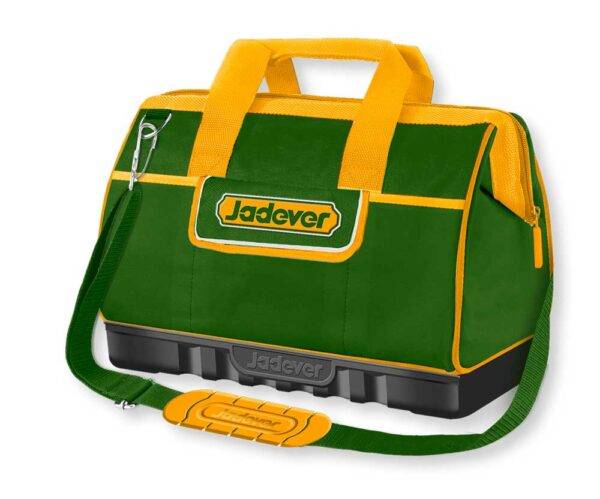 Borsa portattrezzi Jadever con manici gialli, tracolla regolabile, scomparti esterni e interni, resistente e compatta, SKU: J/JDTG3216