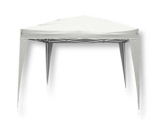 Gazebo pieghevole 3x3 bianco in alluminio con struttura resistente e copertura impermeabile, ideale per eventi all'aperto e giardini