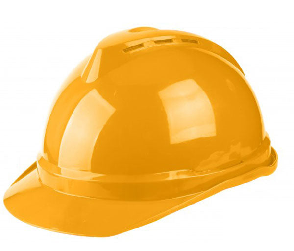 Elmetto di sicurezza giallo – PE ventilato, regolabile, Ingco