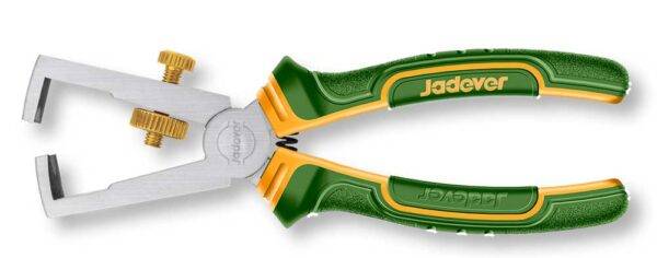 Pinza Spelafili 160mm Essenziali con impugnatura ergonomica verde e gialla, ideale per lavori elettrici di precisione e sicurezza.