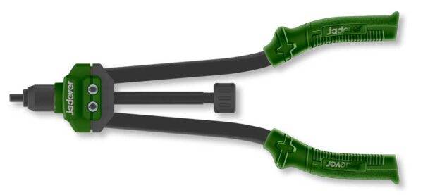 Rivettatrice manuale da 16 pollici con 7 mandrini metrici, manico ergonomico verde, strumento di fissaggio robusto, valigetta inclusa, SKU: J/JDHR5B16
