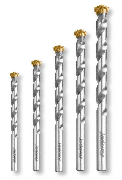 Set 5 Punte Muro Jadever per Foratura Efficiente in metallo con punta in carburo, ideale per superfici murali dure. Utensili resistenti e precisi.