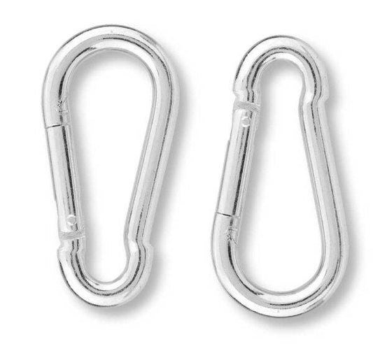 Moschettoni pompiere in acciaio trasparente, 60 mm, con forma a gancio, ideali per fissaggi e collegamenti robusti, SKU: J/JDQL2K03