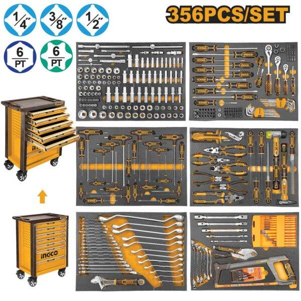 Carrello Portattrezzi 356 Pezzi Ingco con 7 Cassetti