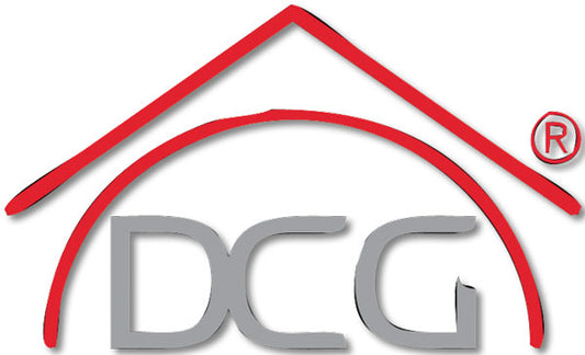 Logo DCG con tetto rosso stilizzato, marchio del produttore di scaldaletti matrimoniali in lana sintetica da 160x140 cm con 3 potenze.