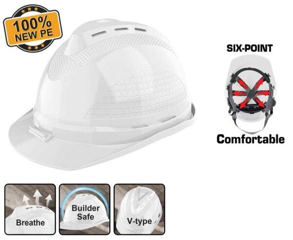 Elmetto Sicurezza PE Bianco Ingco - Calotta Ventilata