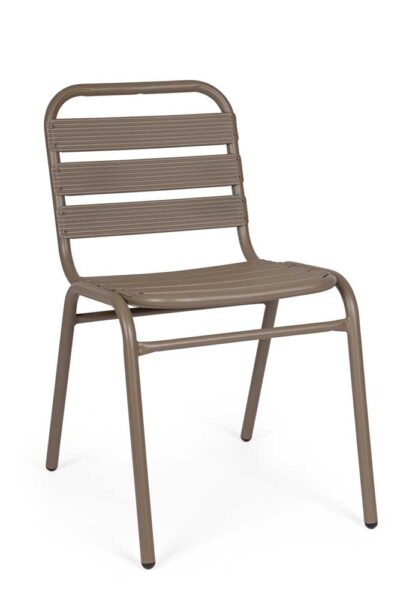 Sedia da esterno in acciaio cappuccino 45,5x62x79h resistente e elegante, ideale per giardino, terrazza o balcone. Struttura verniciata a polvere.