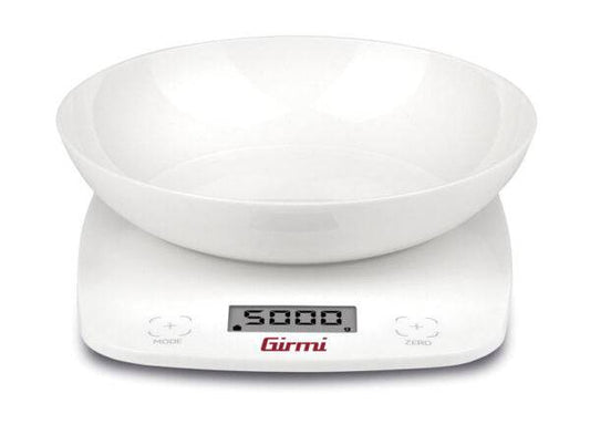 Bilancia da cucina elettronica bianca con display LCD e ciotola in ceramica, funzione tara, ideale per cucina e preparazioni alimentari - SKU: GIRMI-PS0101