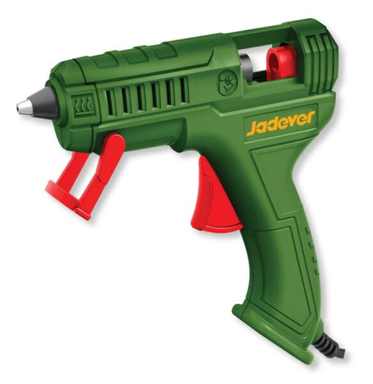 Colla termocollante portatile verde con dettagli rossi, pistola termica da bricolage, con impugnatura ergonomica e caricatore di colla, SKU: J/JDGL1407
